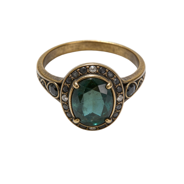Vintage Style Emerald & Crystal Accent Ring