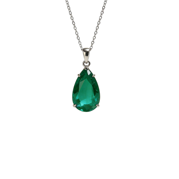 Teardrop Emerald Pendant Necklace