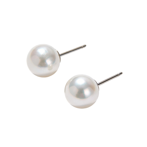 Classic Round Pearl Stud Earrings (Pair)