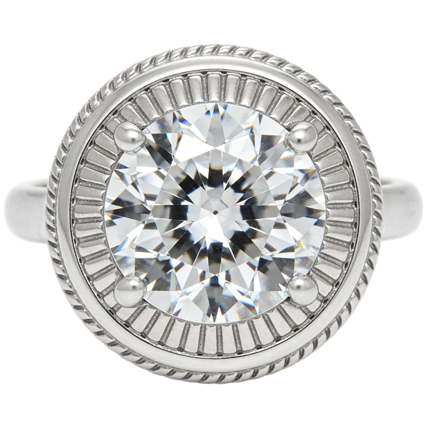Sunburst Halo Round CZ Ring